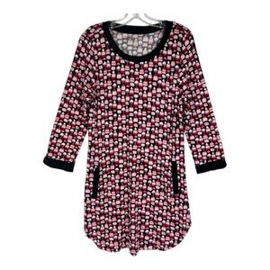 Kate Spade Sz Large Cupcake Print Sleep Shirt Pink & Red Pockets EUC